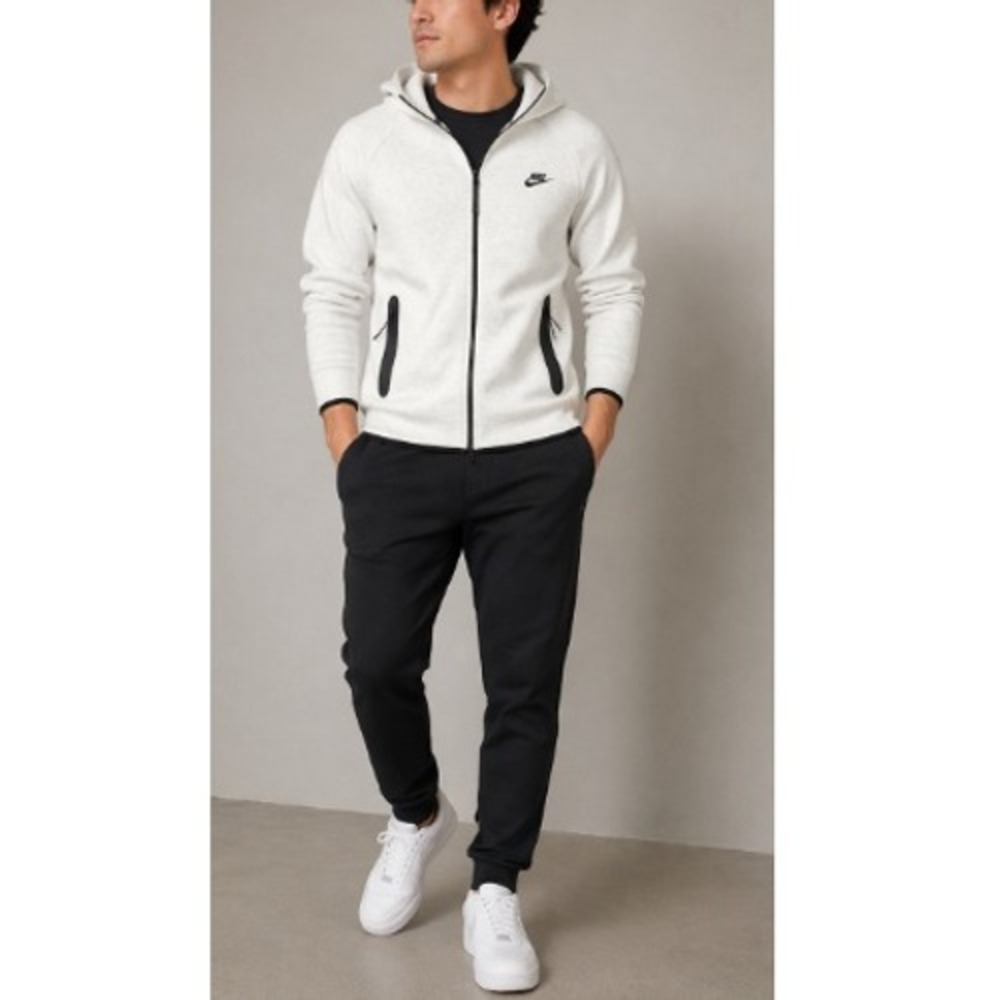 Nike Men's Birch Heather Black Tech Fleece Windrunner Fullzip Hoodie Size XL NWT